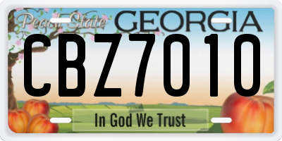 GA license plate CBZ7010