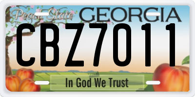 GA license plate CBZ7011