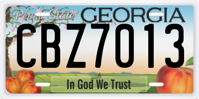 GA license plate CBZ7013