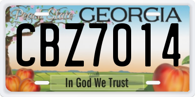 GA license plate CBZ7014