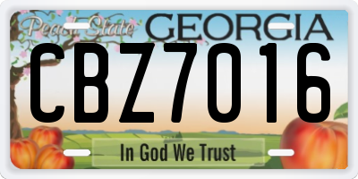 GA license plate CBZ7016