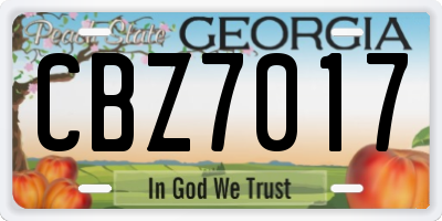 GA license plate CBZ7017