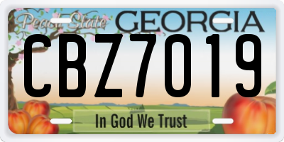 GA license plate CBZ7019