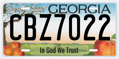 GA license plate CBZ7022
