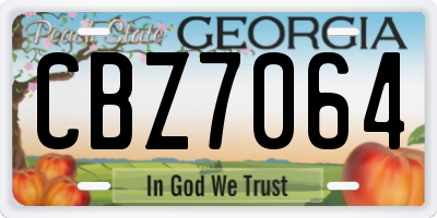 GA license plate CBZ7064