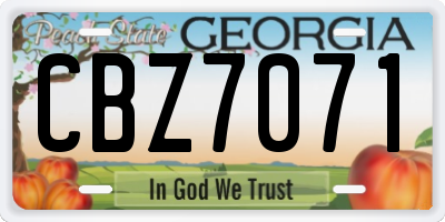GA license plate CBZ7071