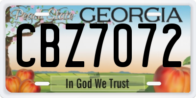 GA license plate CBZ7072
