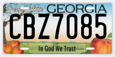 GA license plate CBZ7085