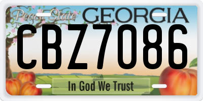 GA license plate CBZ7086
