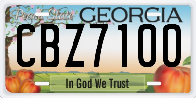 GA license plate CBZ7100