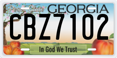 GA license plate CBZ7102