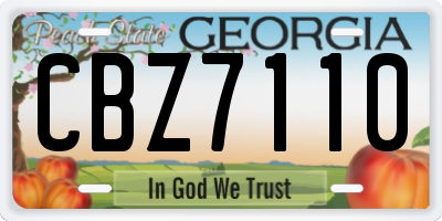 GA license plate CBZ7110