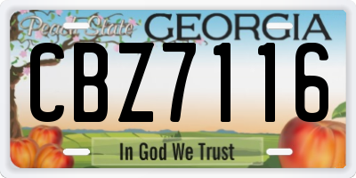 GA license plate CBZ7116