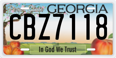 GA license plate CBZ7118