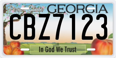 GA license plate CBZ7123
