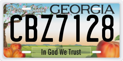 GA license plate CBZ7128