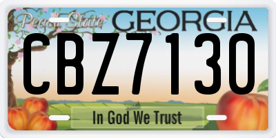 GA license plate CBZ7130
