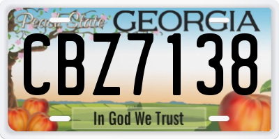 GA license plate CBZ7138
