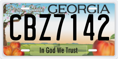 GA license plate CBZ7142