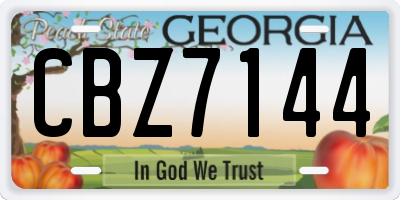 GA license plate CBZ7144
