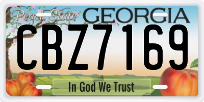 GA license plate CBZ7169