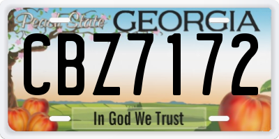 GA license plate CBZ7172