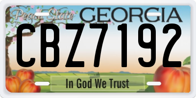 GA license plate CBZ7192