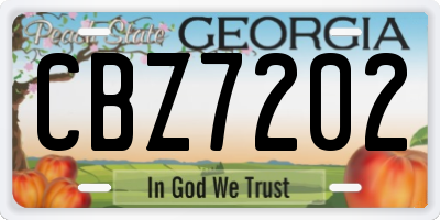 GA license plate CBZ7202