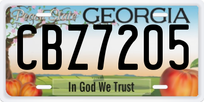 GA license plate CBZ7205