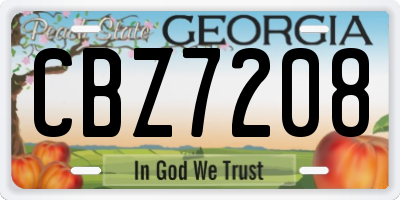 GA license plate CBZ7208