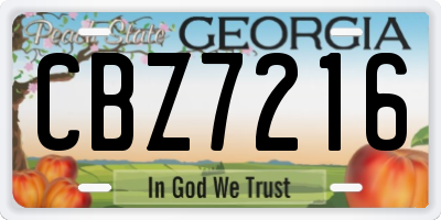 GA license plate CBZ7216