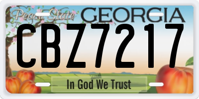 GA license plate CBZ7217