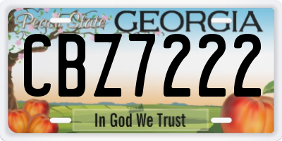 GA license plate CBZ7222