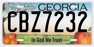 GA license plate CBZ7232