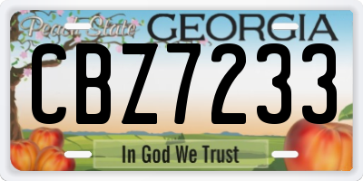 GA license plate CBZ7233