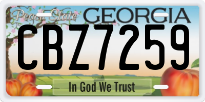 GA license plate CBZ7259