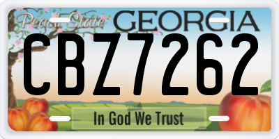 GA license plate CBZ7262