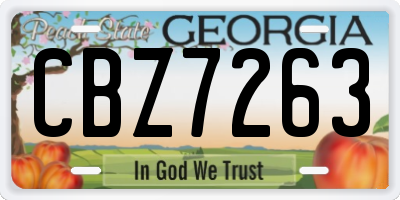GA license plate CBZ7263