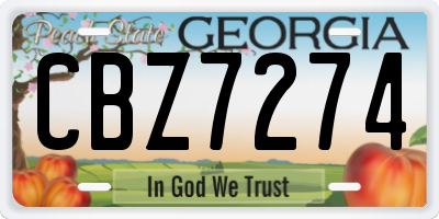 GA license plate CBZ7274