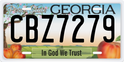 GA license plate CBZ7279