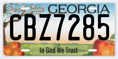 GA license plate CBZ7285