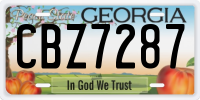 GA license plate CBZ7287
