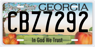 GA license plate CBZ7292