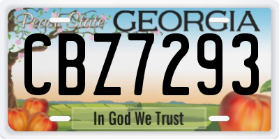 GA license plate CBZ7293