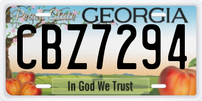 GA license plate CBZ7294