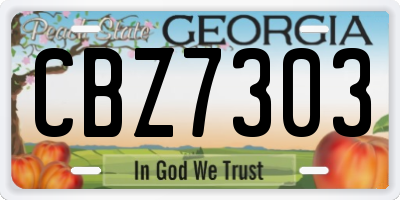 GA license plate CBZ7303