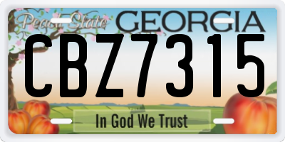 GA license plate CBZ7315