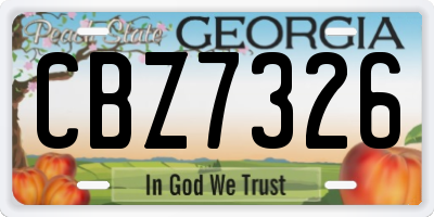 GA license plate CBZ7326