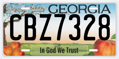 GA license plate CBZ7328