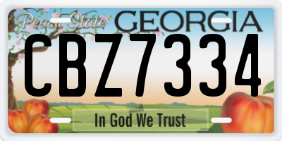 GA license plate CBZ7334